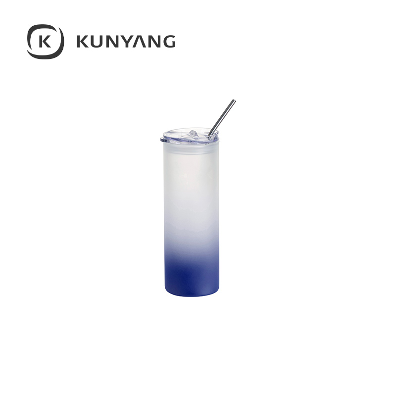 25oz/750ml Glass Skinny Tumbler(The straw is cold separately) Dark Blue