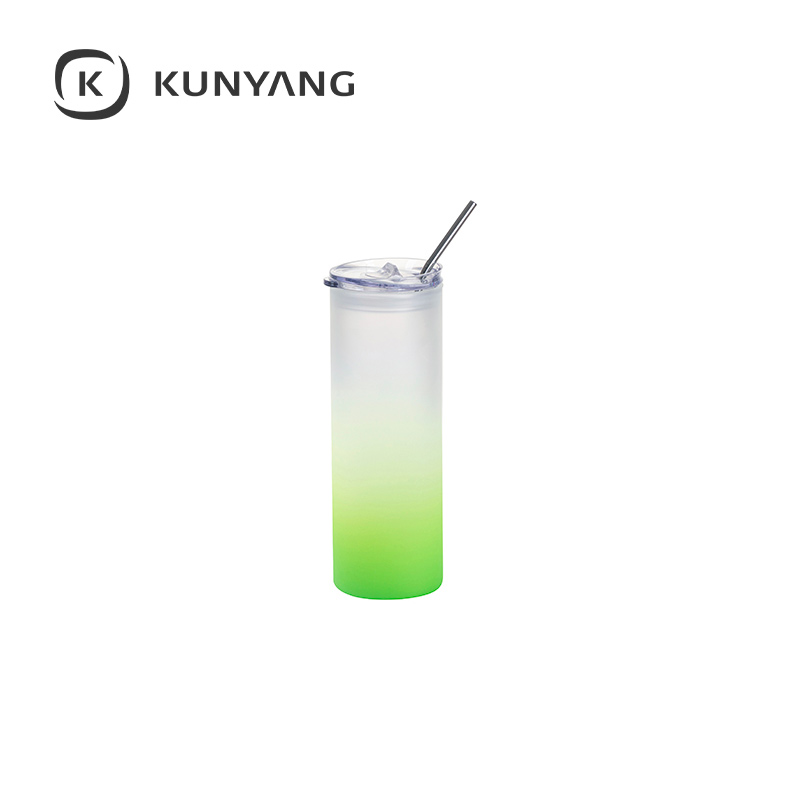 25oz/750ml Glass Skinny Tumbler(The straw is cold separately) Green