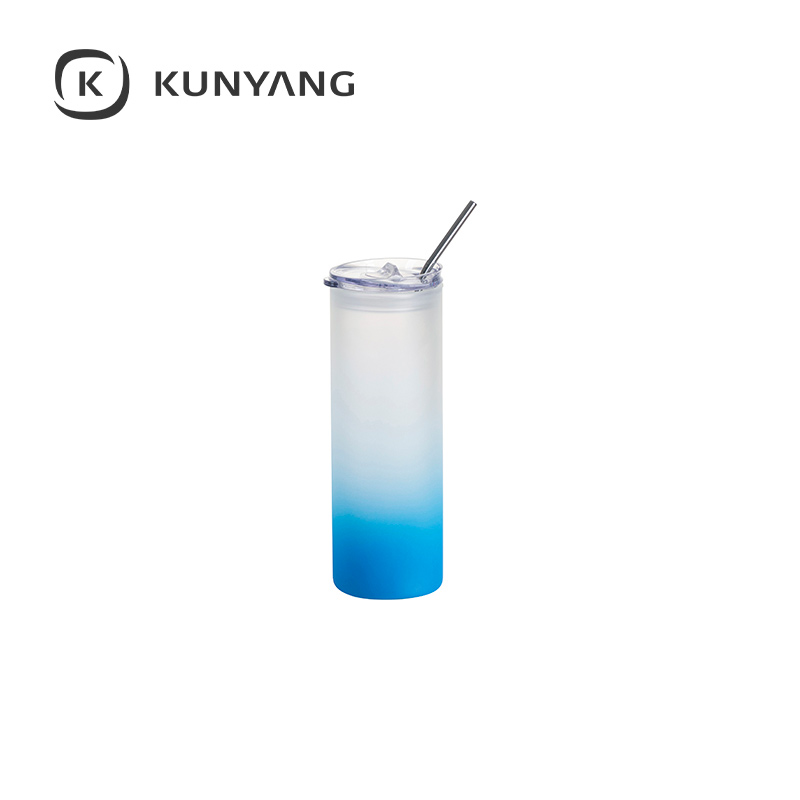 25oz/750ml Glass Skinny Tumbler(The straw is cold separately) Light Blue