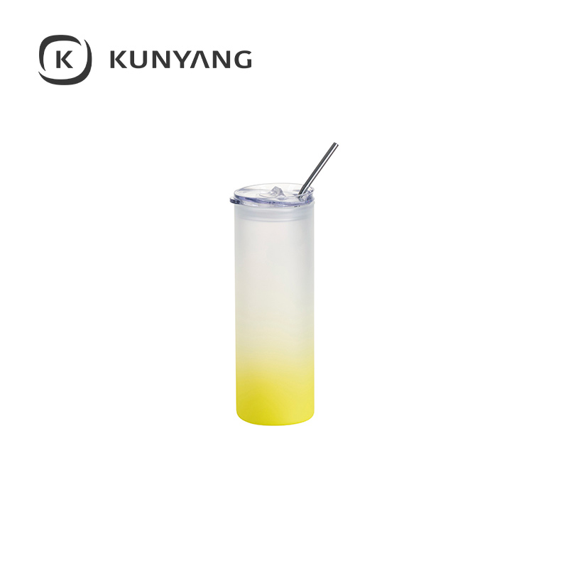 25oz/750ml Glass Skinny Tumbler(The straw is cold separately) Lemon Yellow