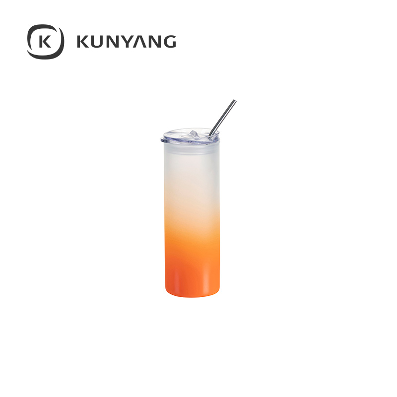 25oz/750ml Glass Skinny Tumbler(The straw is cold separately) Orange