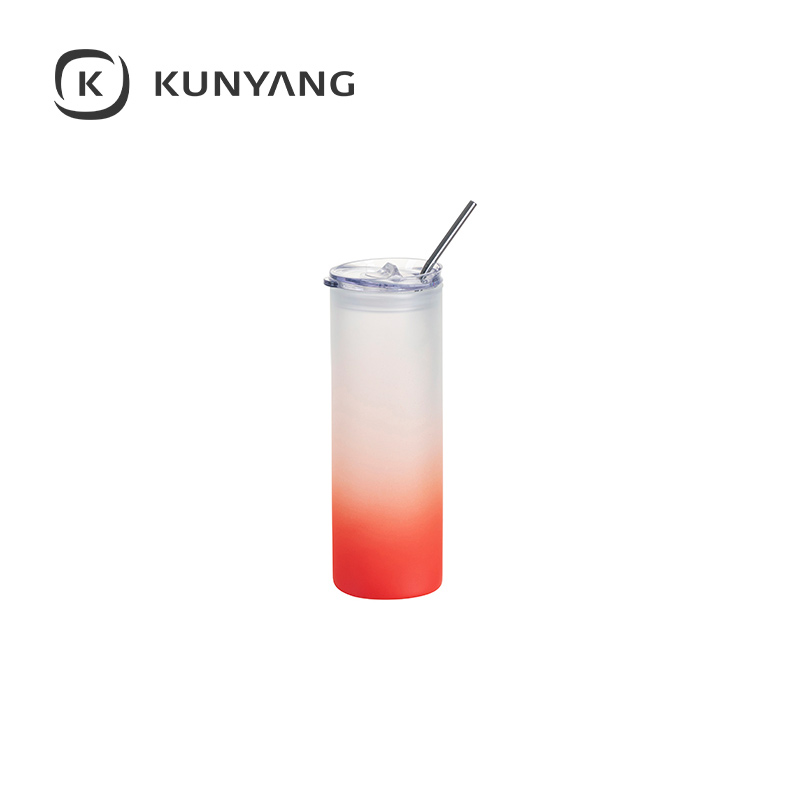 25oz/750ml Glass Skinny Tumbler(The straw is cold separately) Red