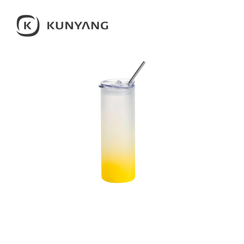 25oz/750ml Glass Skinny Tumbler(The straw is cold separately) Yellow