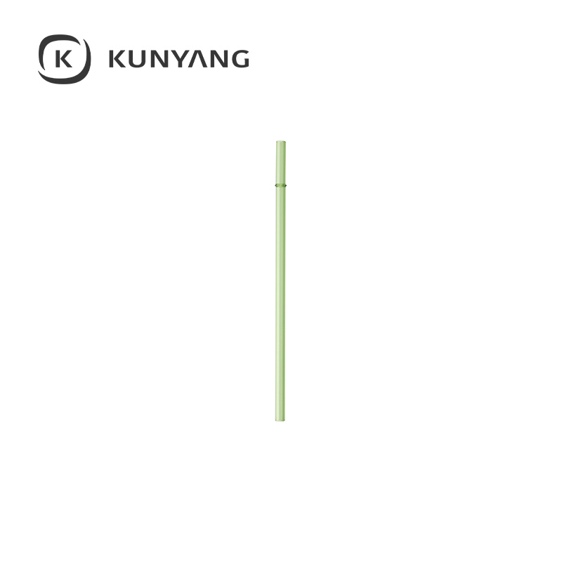 23cm Plain Straight Glass Straw Green