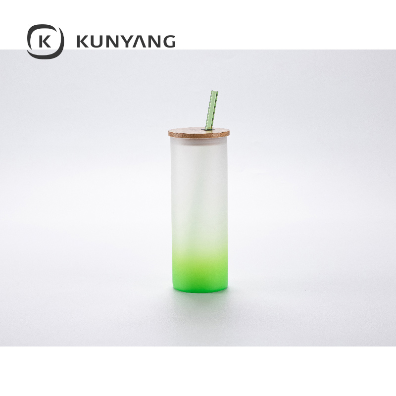 23cm Plain Straight Glass Straw Green