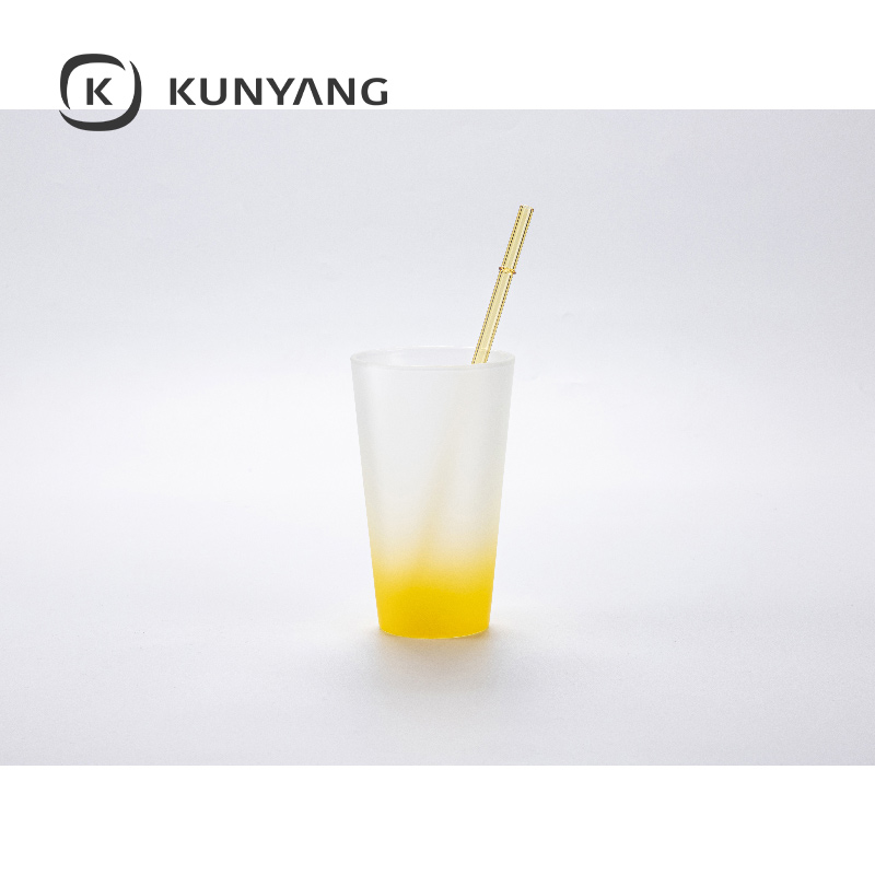 23cm Plain Straight Glass Straw Yellow