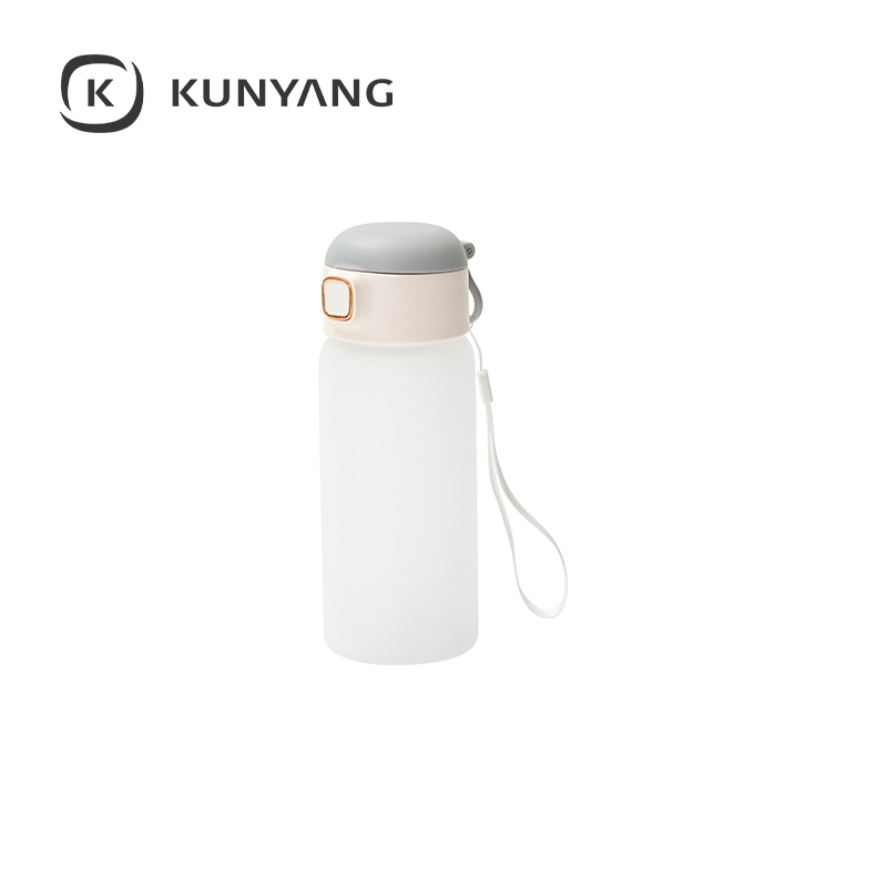 15oz/450ml Frosted Kids Glass Bottle with Pop-up Straw Lid Gray