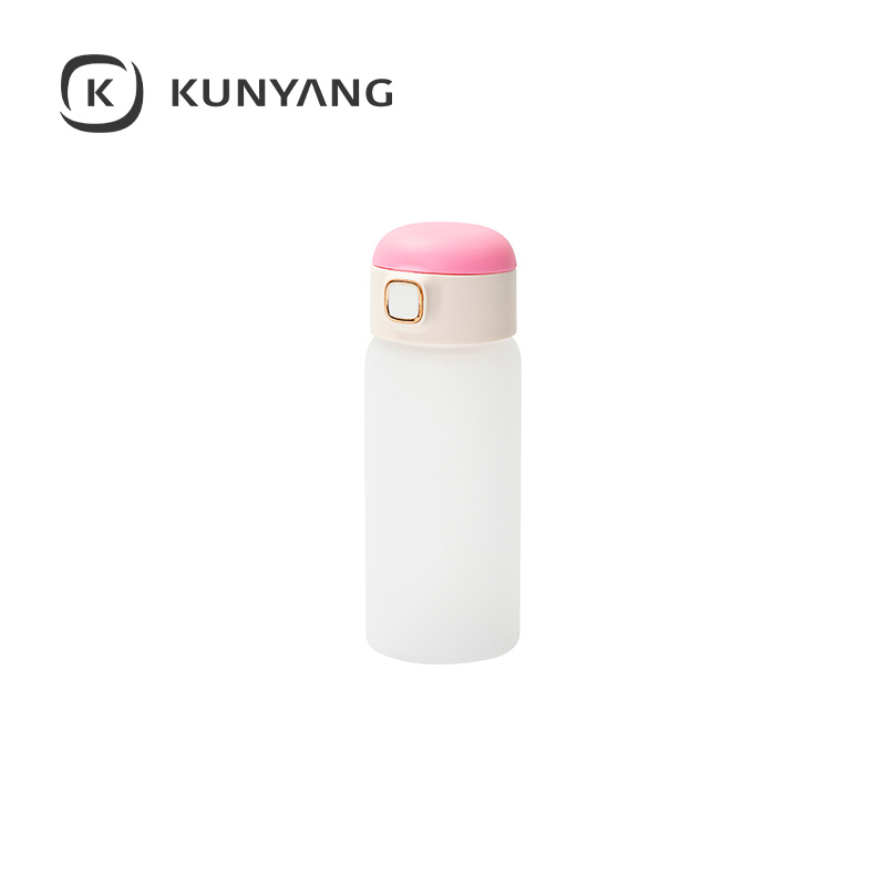 15oz/450ml Frosted Kids Glass Bottle with Pop-up Straw Lid Pink