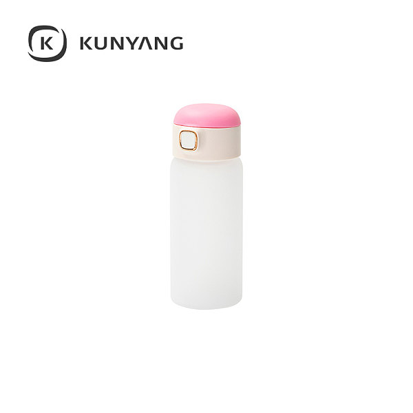15oz/450ml Frosted Kids Glass Bottle with Pop-up Straw Lid Pink