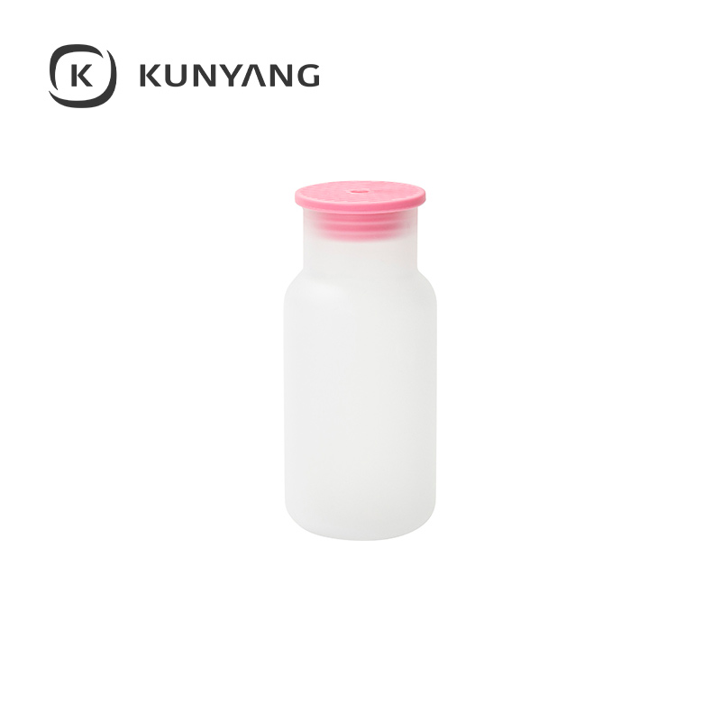 18oz/550ml Frosted Glass Tumbler w/Lid Pink