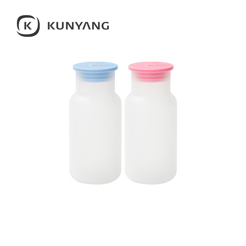 18oz/550ml Frosted Glass Tumbler w/Lid Pink