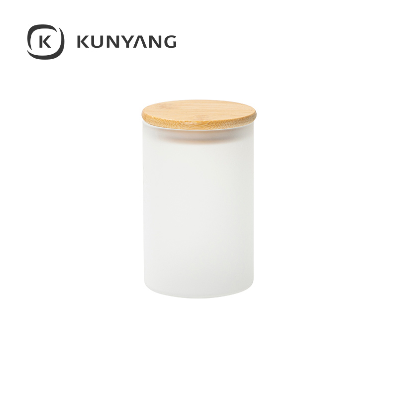 20oz Frosted Skinny Glass Storage Jar w/Bamboo Lid