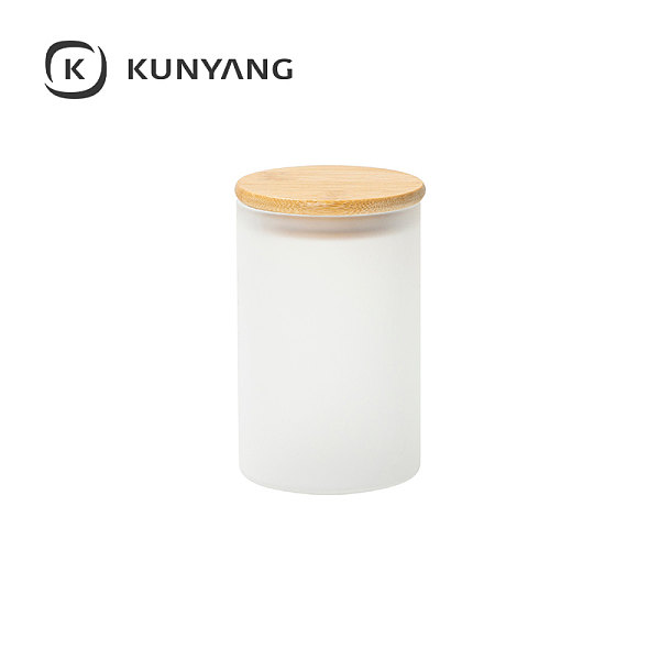 20oz Frosted Skinny Glass Storage Jar w/Bamboo Lid