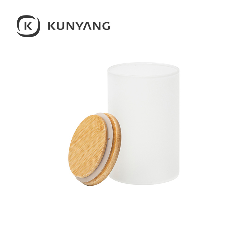 20oz Frosted Skinny Glass Storage Jar w/Bamboo Lid