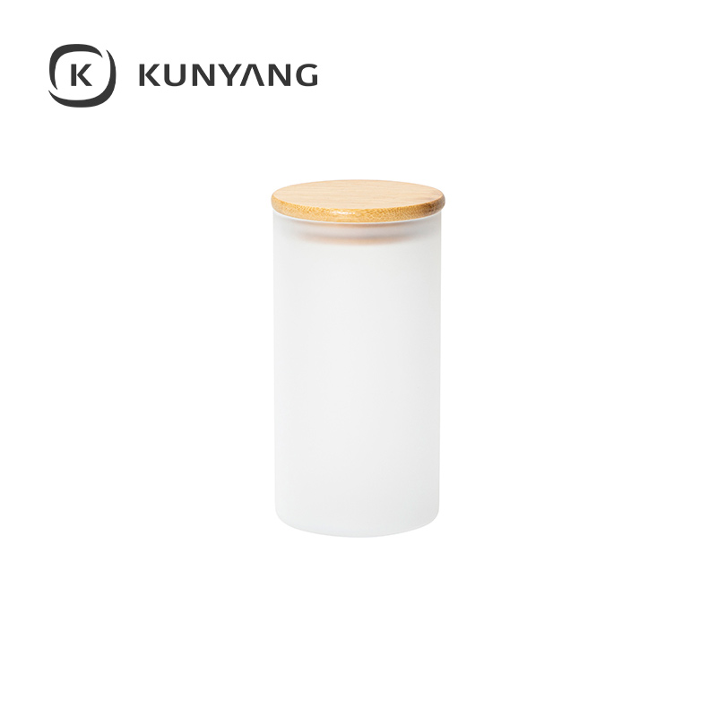 25oz Frosted Skinny Glass Storage Jar w/Bamboo Lid