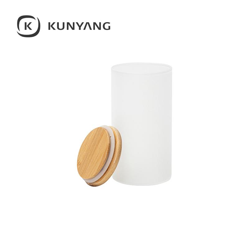 25oz Frosted Skinny Glass Storage Jar w/Bamboo Lid