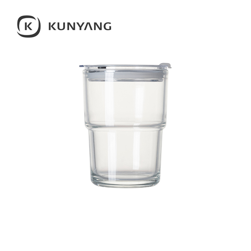 13oz/400ml Stackable Glass Tumbler with Lid Clear