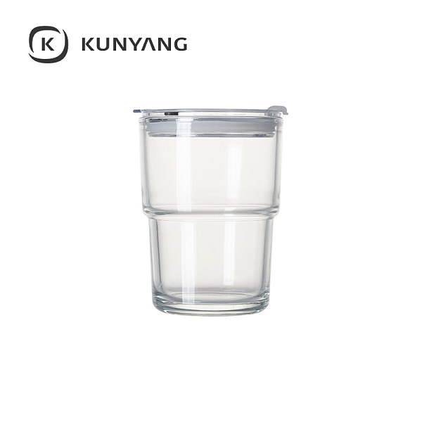13oz/400ml Stackable Glass Tumbler with Lid Clear