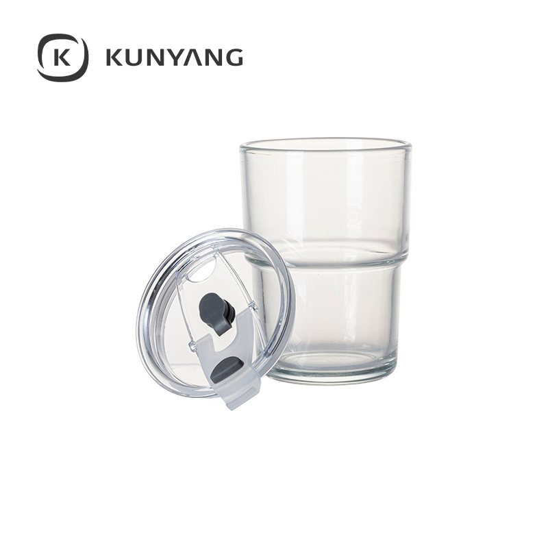 13oz/400ml Stackable Glass Tumbler with Lid Clear