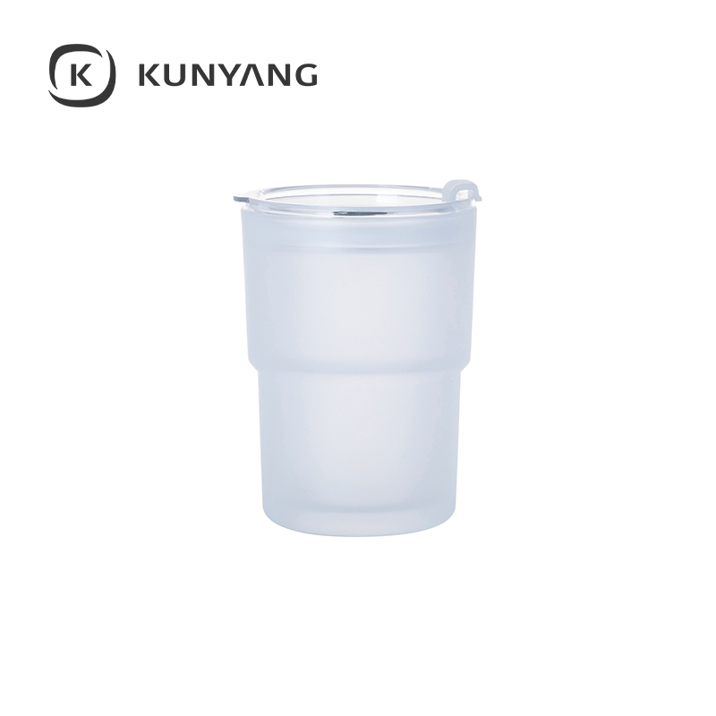 13oz/400ml Stackable Glass Tumbler with Lid Frosted