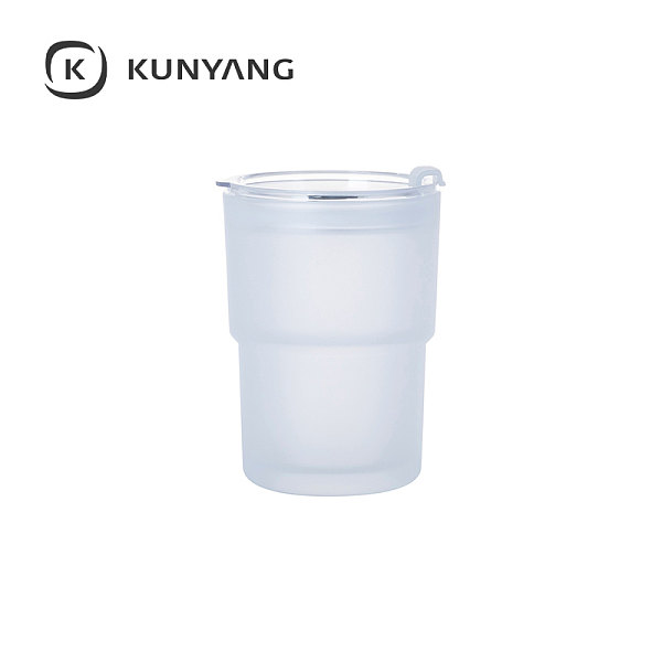 13oz/400ml Stackable Glass Tumbler with Lid Frosted