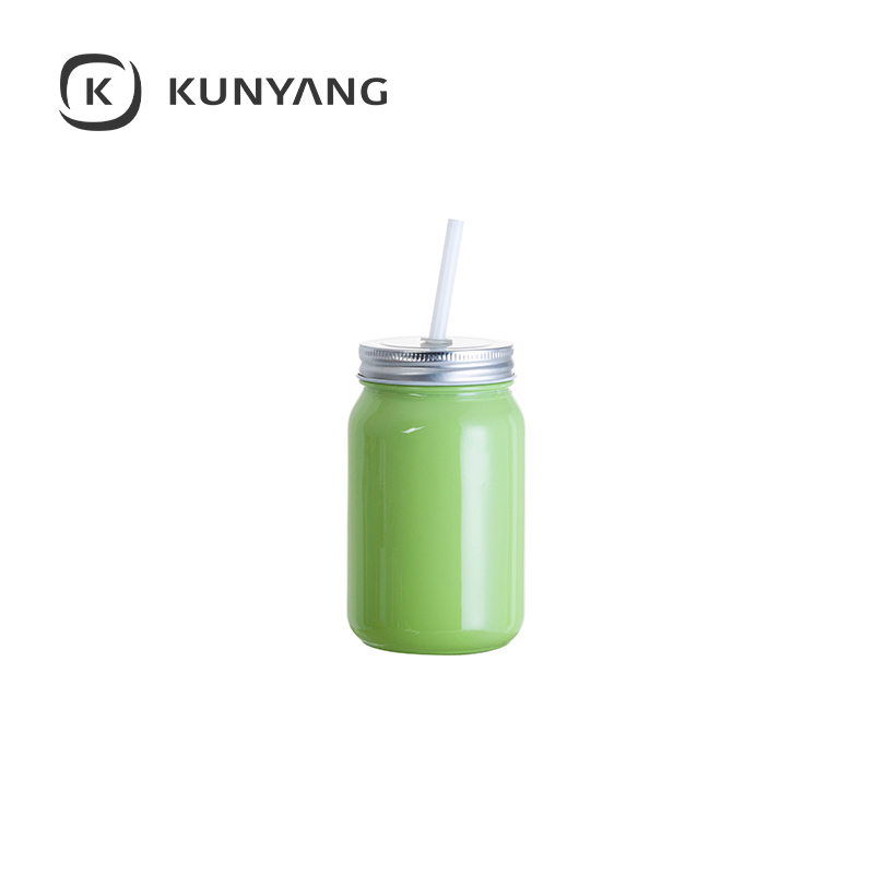 15oz/450ml Full Color Mason Jar no Handle Green