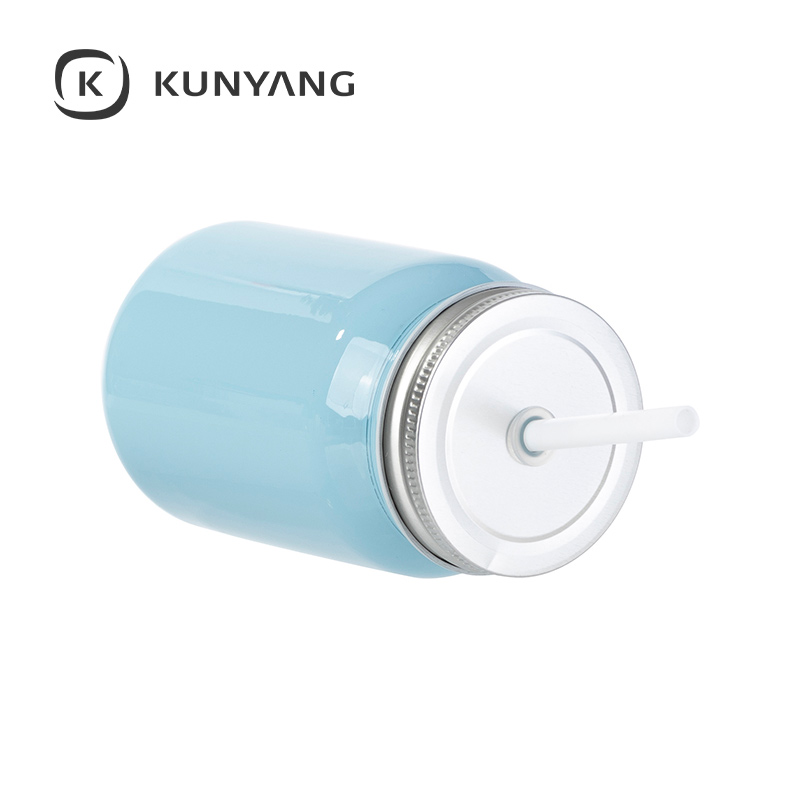 15oz/450ml Full Color Mason Jar no Handle Light Blue