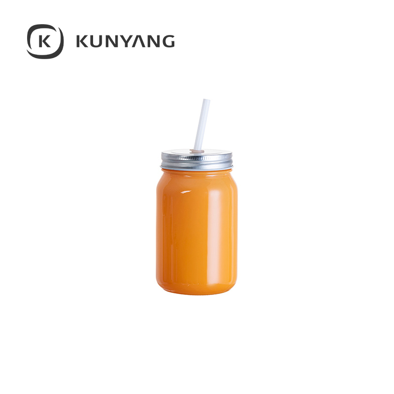 15oz/450ml Full Color Mason Jar no Handle Orange
