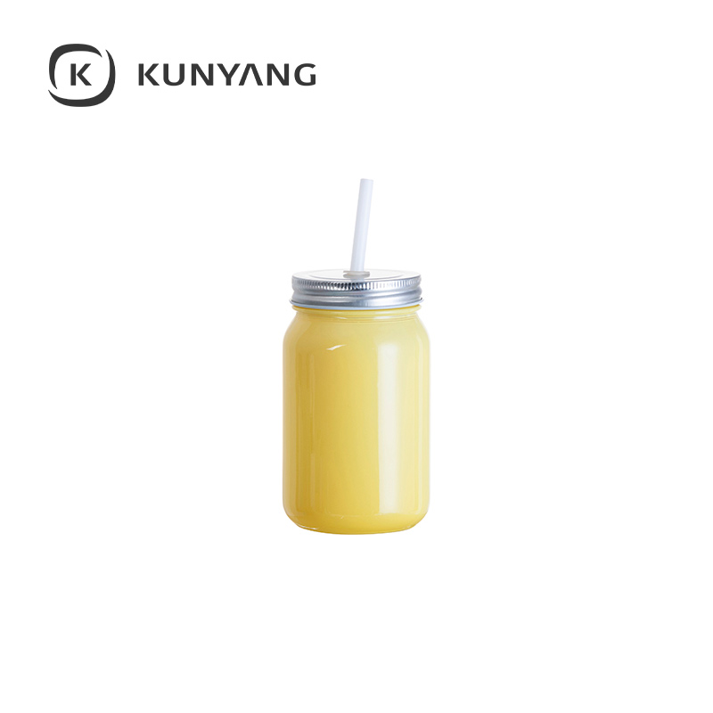 15oz/450ml Full Color Mason Jar no Handle Yellow