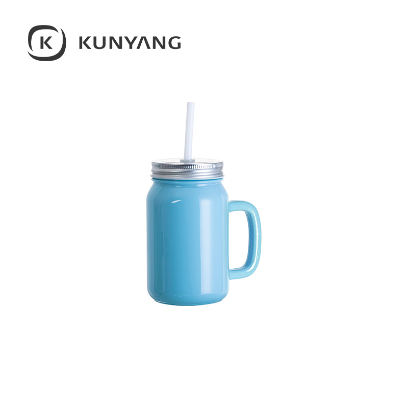 12oz/350ml Full Color Mason Jar Light Blue