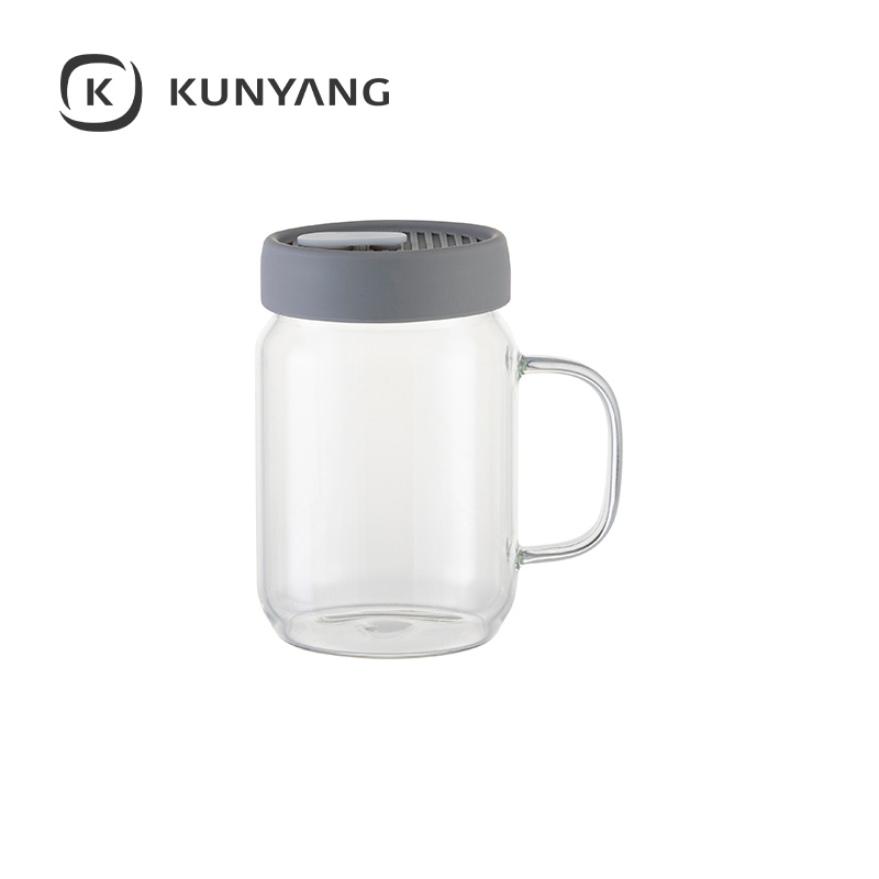20oz/600ml Glass Mason Jar w/Silicon Lid Clear Gray