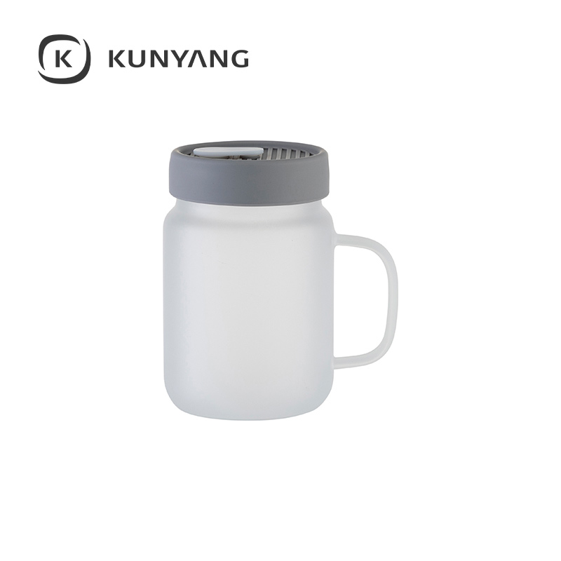 20oz/600ml Glass Mason Jar w/Silicon Lid Frosted Gray
