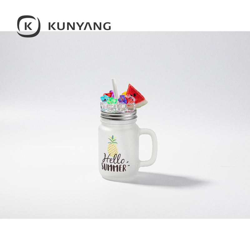 12oz/350ml Mason Jar w/Straw(Froster) White