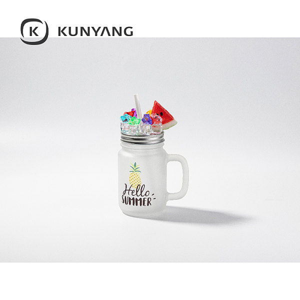 12oz/350ml Mason Jar w/Straw(Froster) White