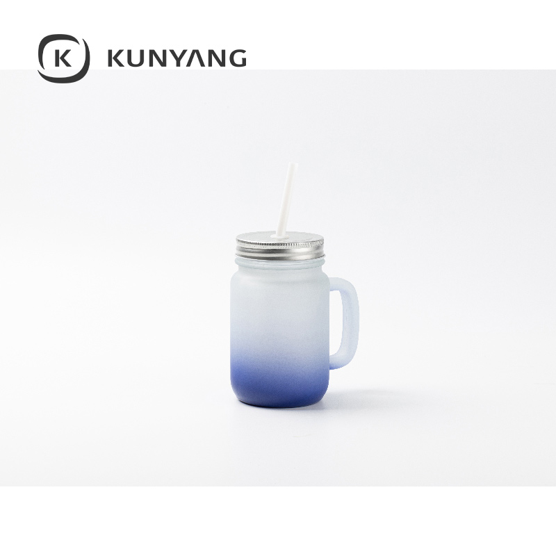 12oz/350ml Mason Jar w/Straw(Froster) Dark Blue