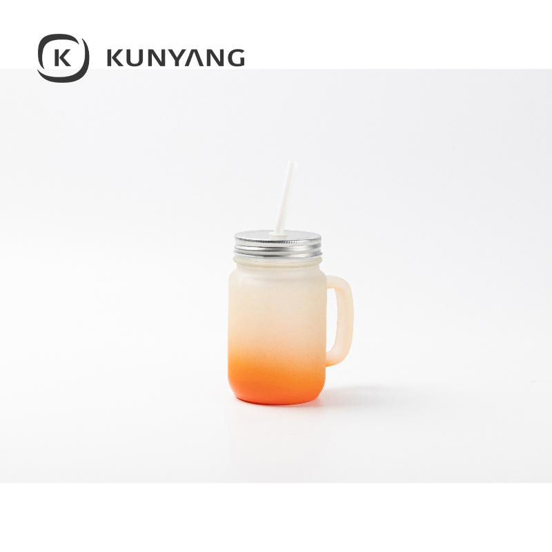 12oz/350ml Mason Jar w/Straw(Froster) Oramge