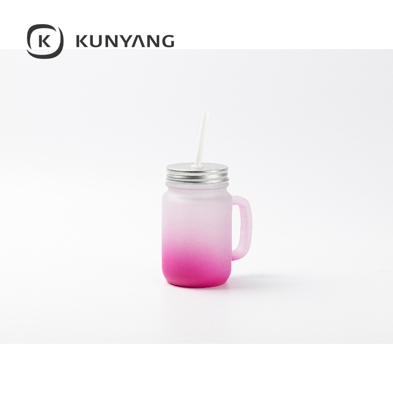 12oz/350ml Mason Jar w/Straw(Froster) Purple