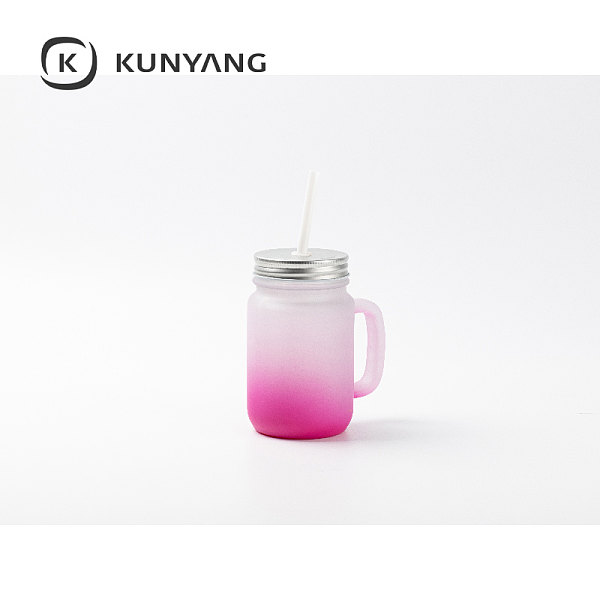 12oz/350ml Mason Jar w/Straw(Froster) Purple