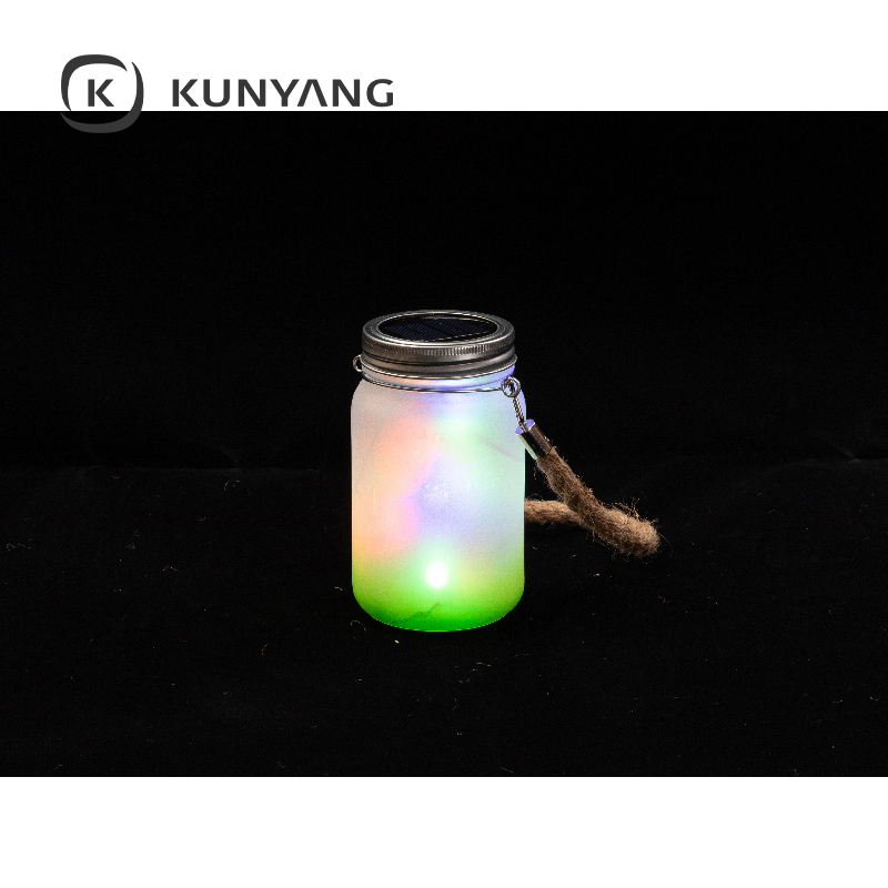 15oz/450ml Mason Jar w/Lantern Lid and Hemp Rope Handle Green