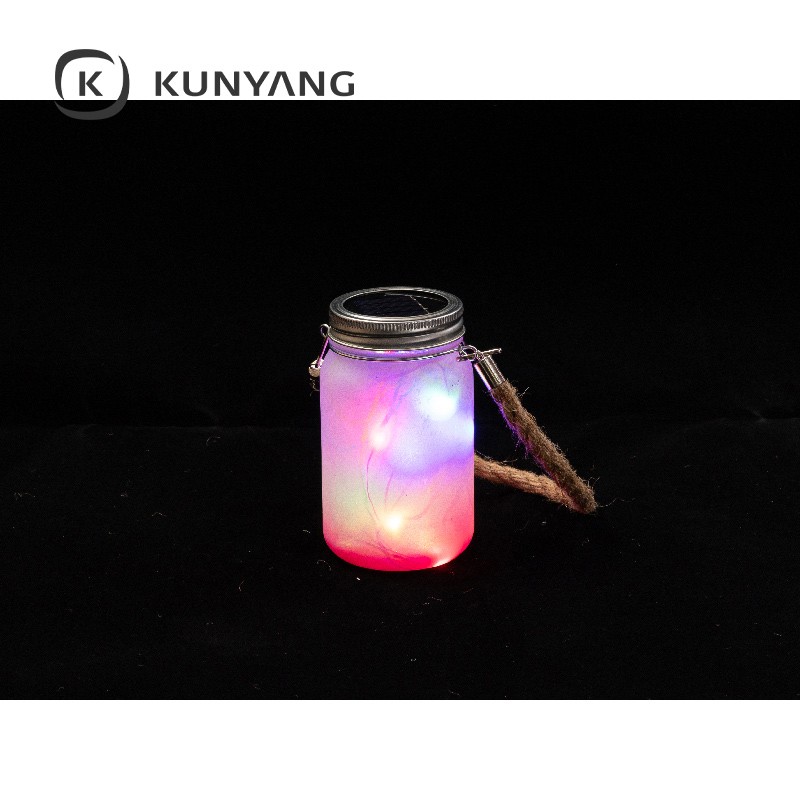 15oz/450ml Mason Jar w/Lantern Lid and Hemp Rope Handle Pink