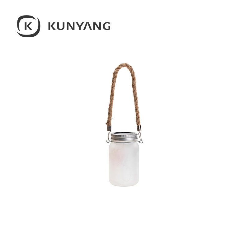 15oz/450ml Mason Jar w/Lantern Lid and Hemp Rope Handle White