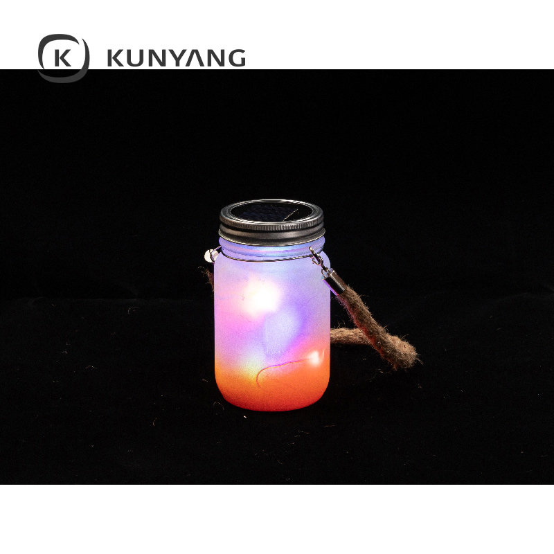 15oz/450ml Mason Jar w/Lantern Lid and Hemp Rope Handle Orange