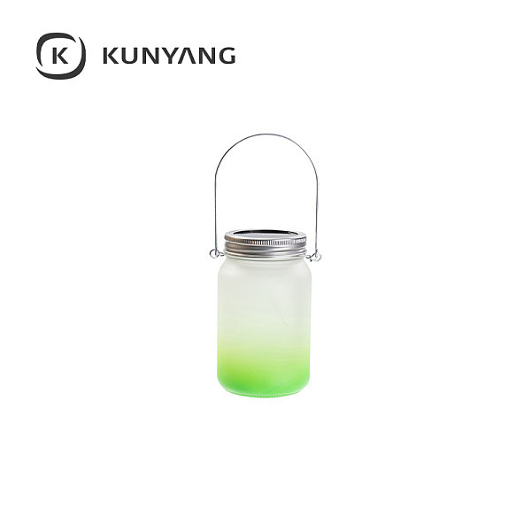 15oz/450ml Mason Jar w/Lantern Lid and Metal Handle Green