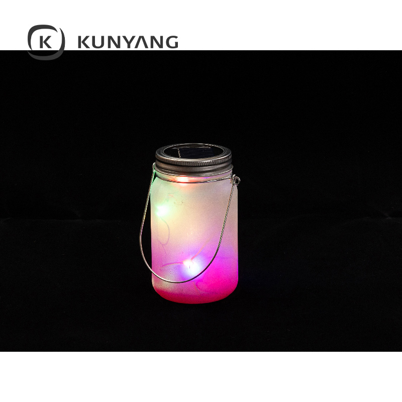 15oz/450ml Mason Jar w/Lantern Lid and Metal Handle Purple