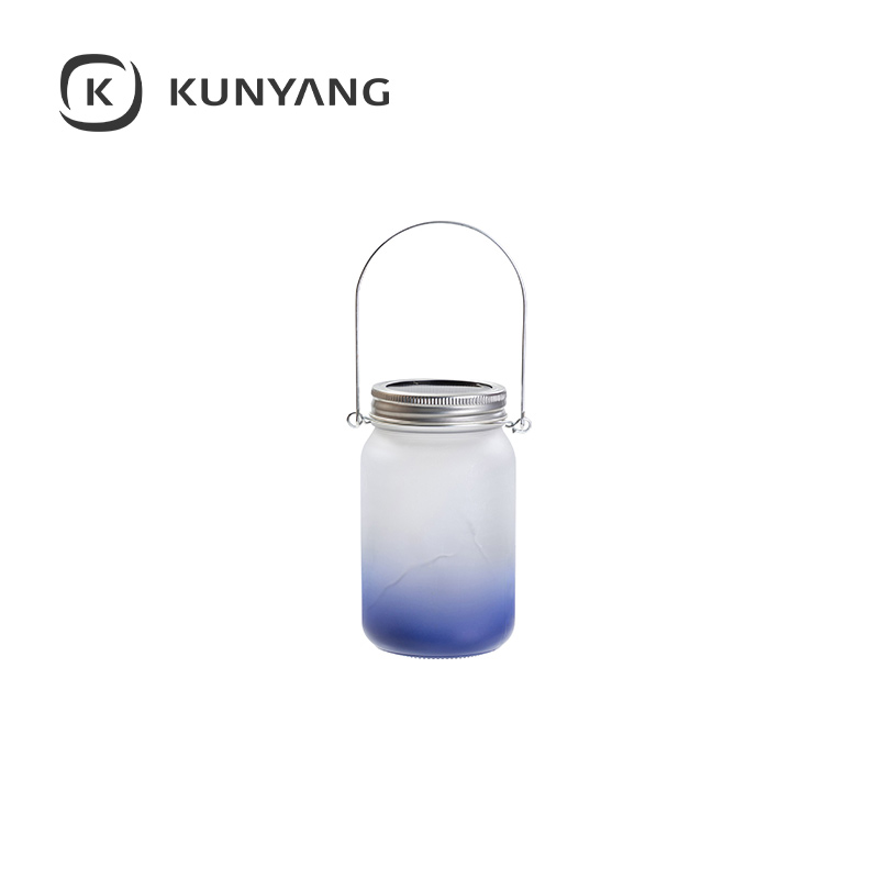 15oz/450ml Mason Jar w/Lantern Lid and Metal Handle Dark Blue