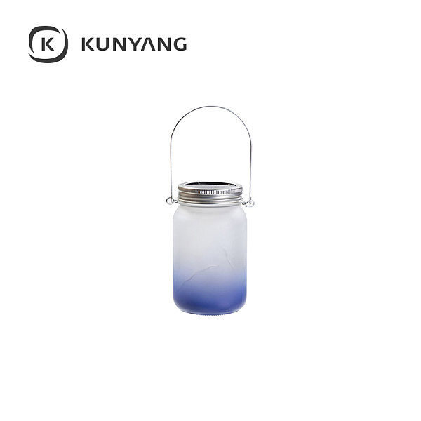 15oz/450ml Mason Jar w/Lantern Lid and Metal Handle Dark Blue