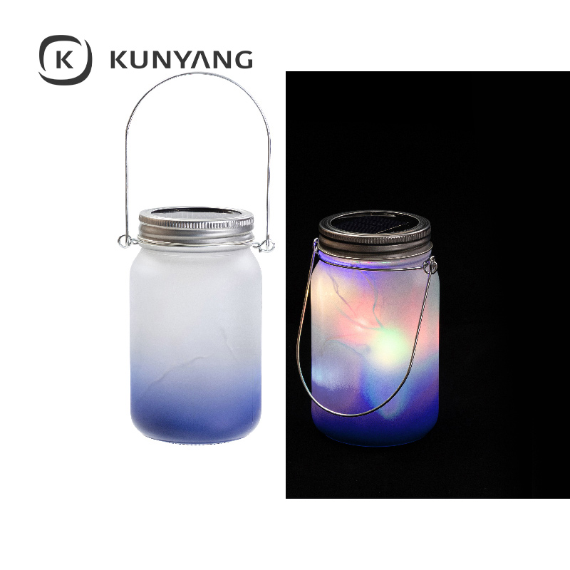 15oz/450ml Mason Jar w/Lantern Lid and Metal Handle Dark Blue