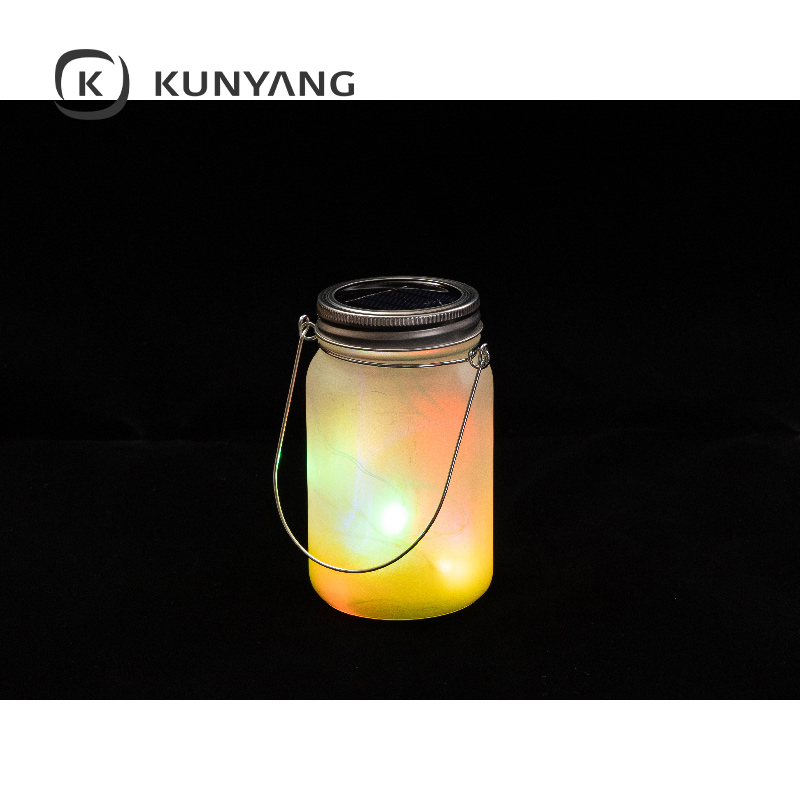 15oz/450ml Mason Jar w/Lantern Lid and Metal Handle Yellow