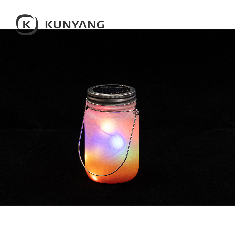 15oz/450ml Mason Jar w/Lantern Lid and Metal Handle Orange