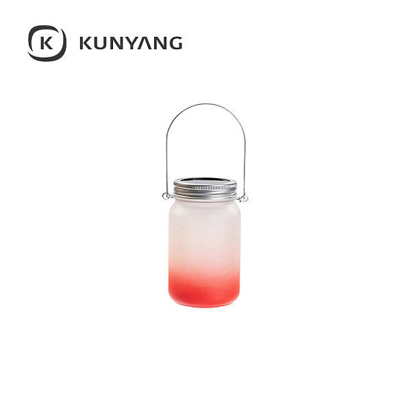 15oz/450ml Mason Jar w/Lantern Lid and Metal Handle Red